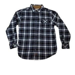 Legendary‎ Whitetails Men Flannel Shirt 100% Cotton M Buck Camp Plaid Blue Black